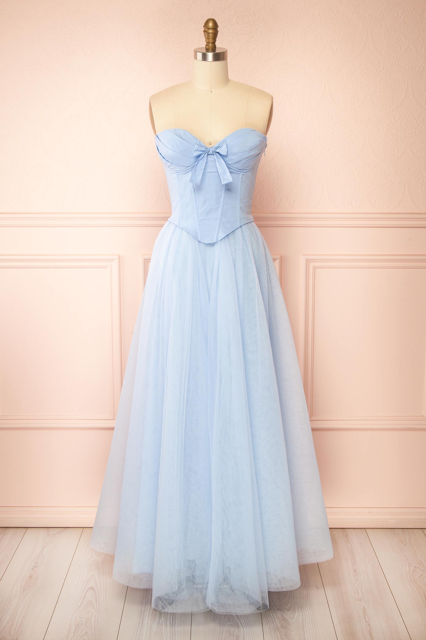 Casimira Blue Maxi Tulle Corset Dress | Boutique 1861 front view