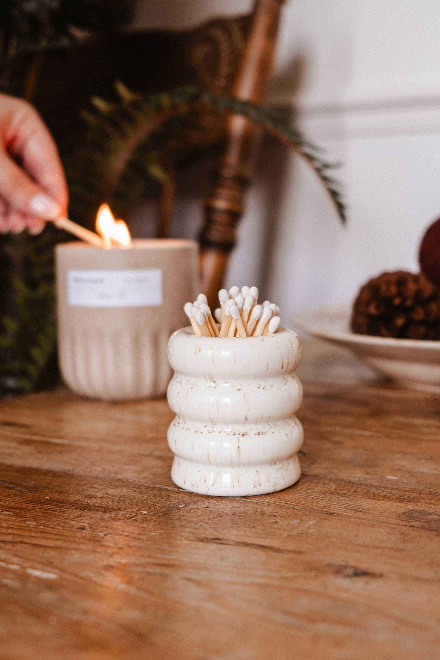 lifestyle Wavy Ceramic Match Pot Dots from Maison garçonne