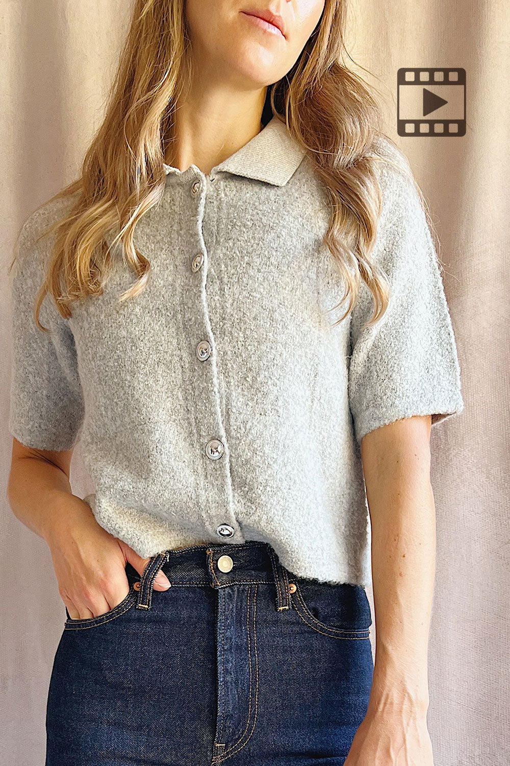 Photo of a Woman wearing Denton Grey Short Sleeve Knit Top from La petite garçonne 