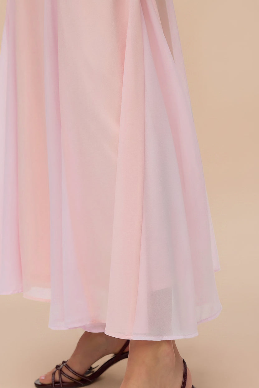 Dimitry Blush A-Line Maxi Dress | Boutique 1861 close-up