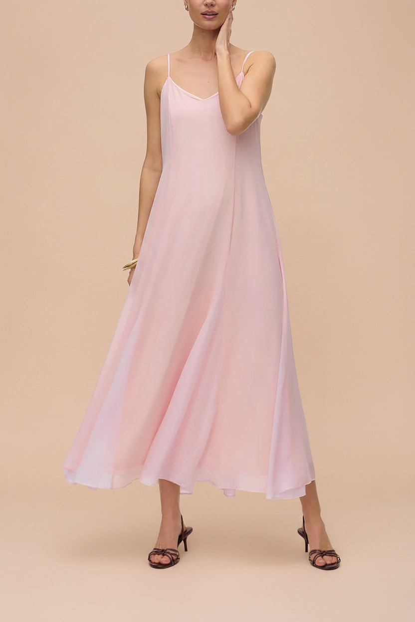 front view of a woman wearing Dimitry Blush A-Line Maxi Dress from Boutique 1861