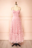 Dalvia Pink Midi Dress with 3D Butterfly Appliqués | Boutique 1861 front view