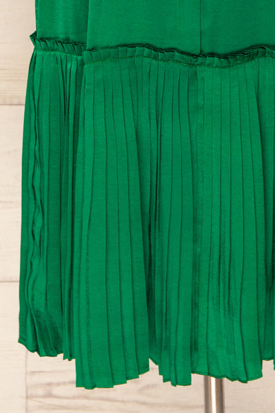 Doha Green Satin Midi Dress w/ Belt | La petite garçonne  bottom