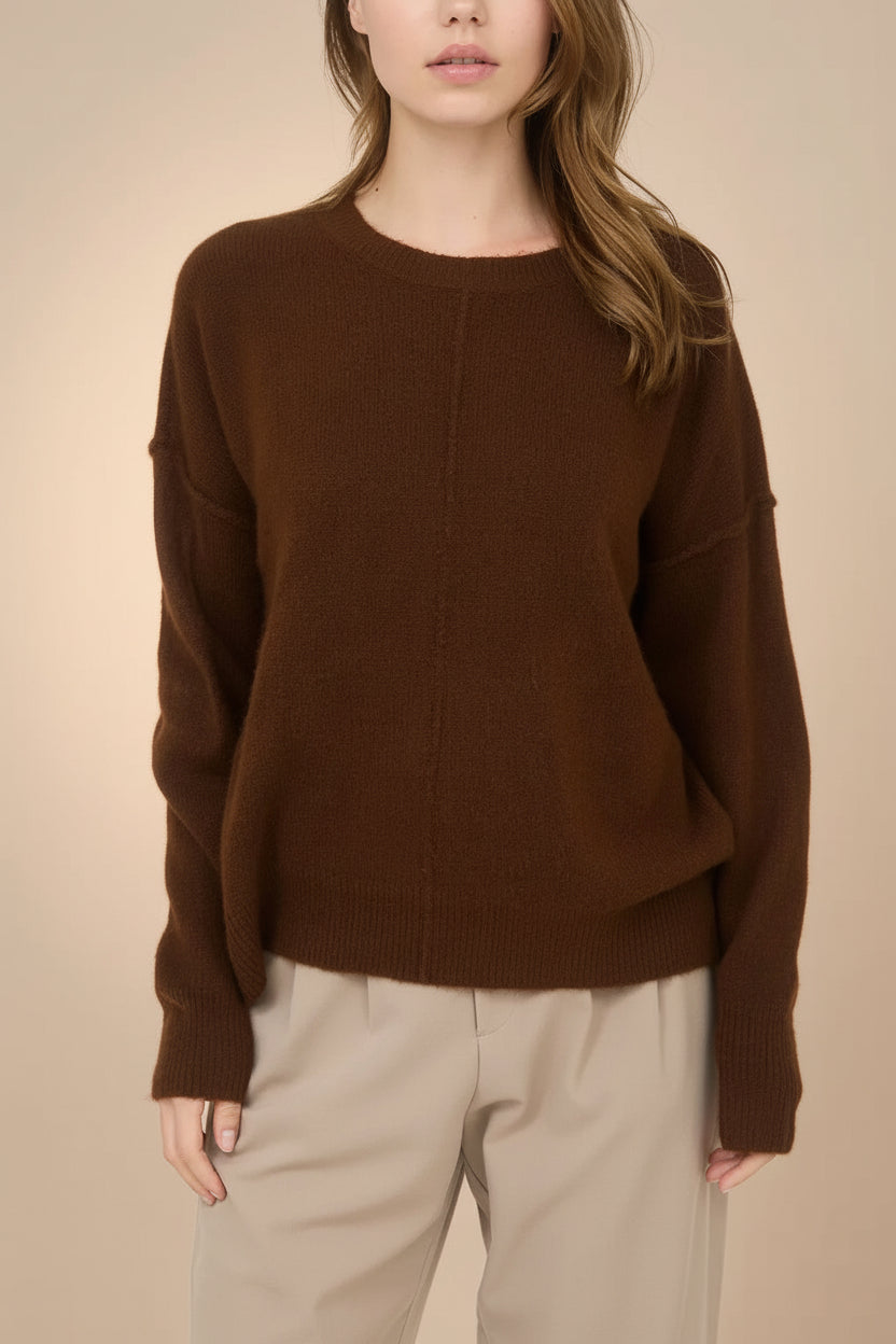 Dundee Brown Soft Loose Sweater | La petite garçonne front model