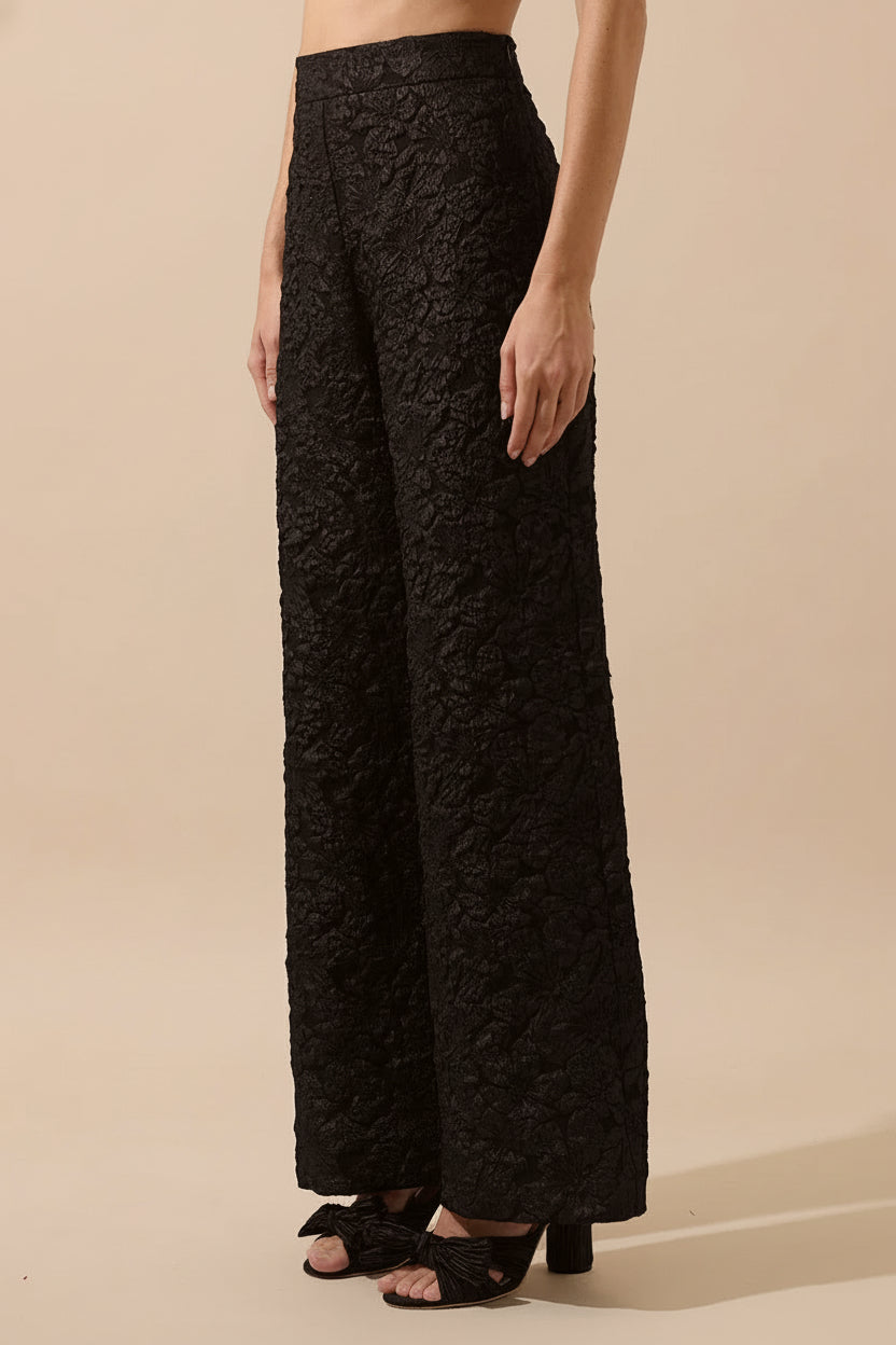 Essex Black Textured Wide-Leg Pants | La petite garçonne side model