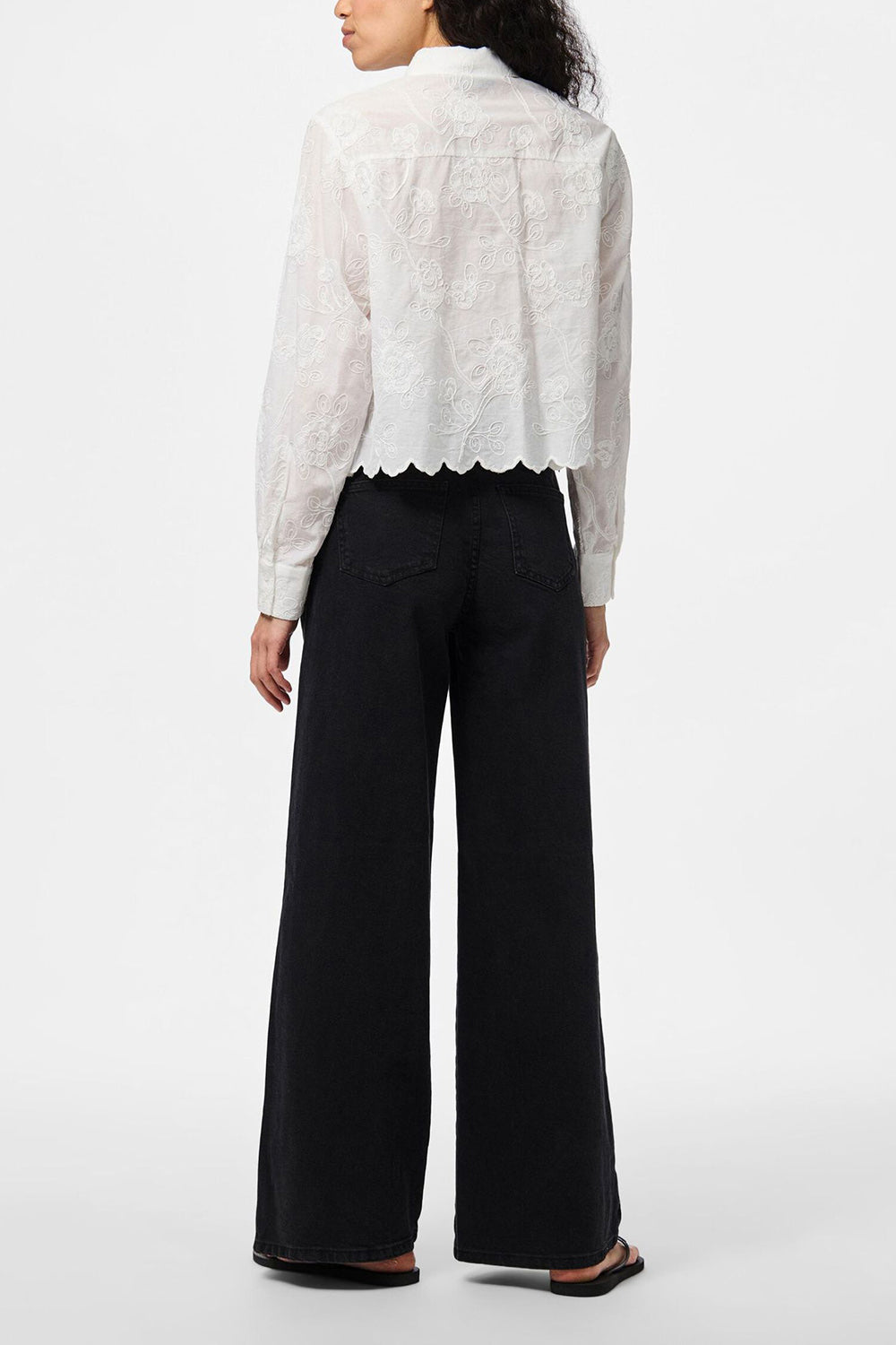 Evans Embroidered White Blouse with Scalloped Hem | La petite garçonne back model