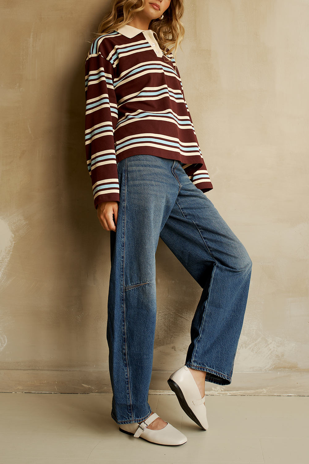 Zember | Stripped Oversized Polo Top by Dailystory