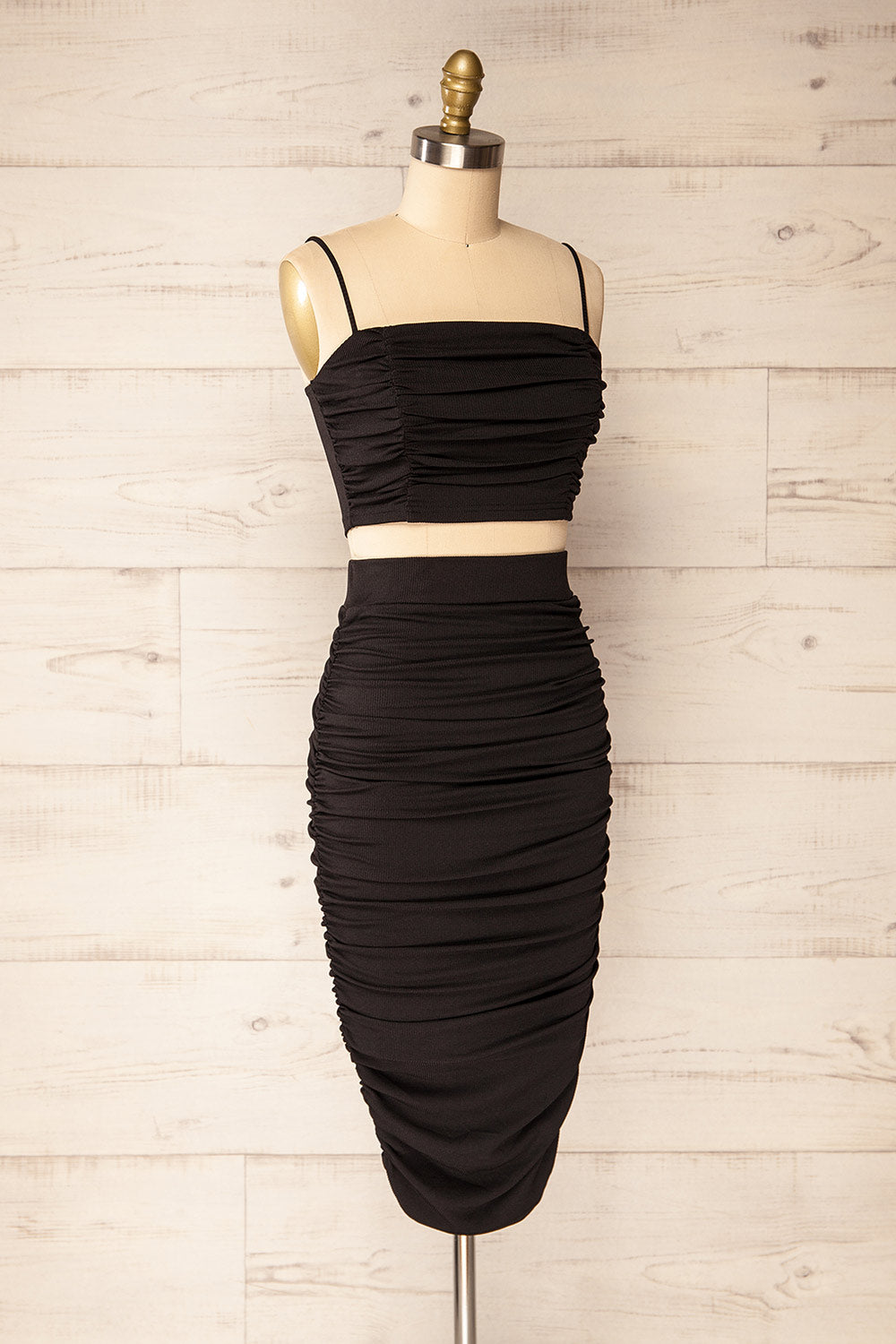 Set Liege Black | Ribbed Top & Fitted Midi Skirt