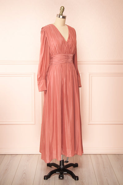 Fiorana Pink Midi Dress w/ Long Sleeves | Boutique 1861 side view