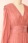 Fiorana Pink Midi Dress w/ Long Sleeves | Boutique 1861 side close-up
