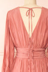 Fiorana Pink Midi Dress w/ Long Sleeves | Boutique 1861 back close-up