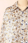 Firola Floral Satin Button-Up Shirt | Boutique 1861 front close-up