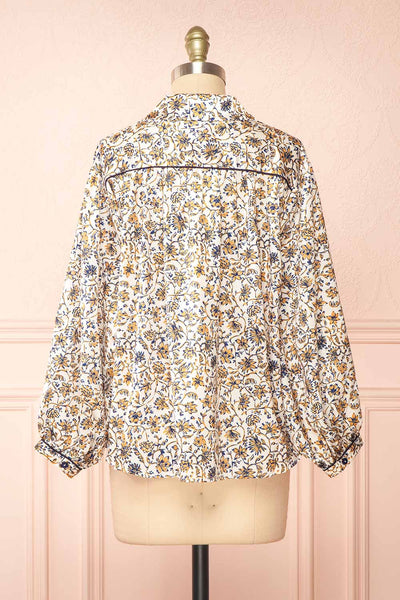 Firola Floral Satin Button-Up Shirt | Boutique 1861 back view