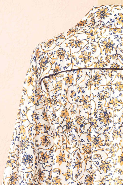 Firola Floral Satin Button-Up Shirt | Boutique 1861 back close-up