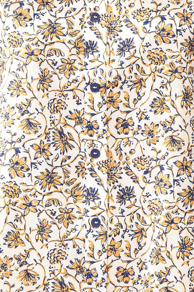 Firola Floral Satin Button-Up Shirt | Boutique 1861 fabric