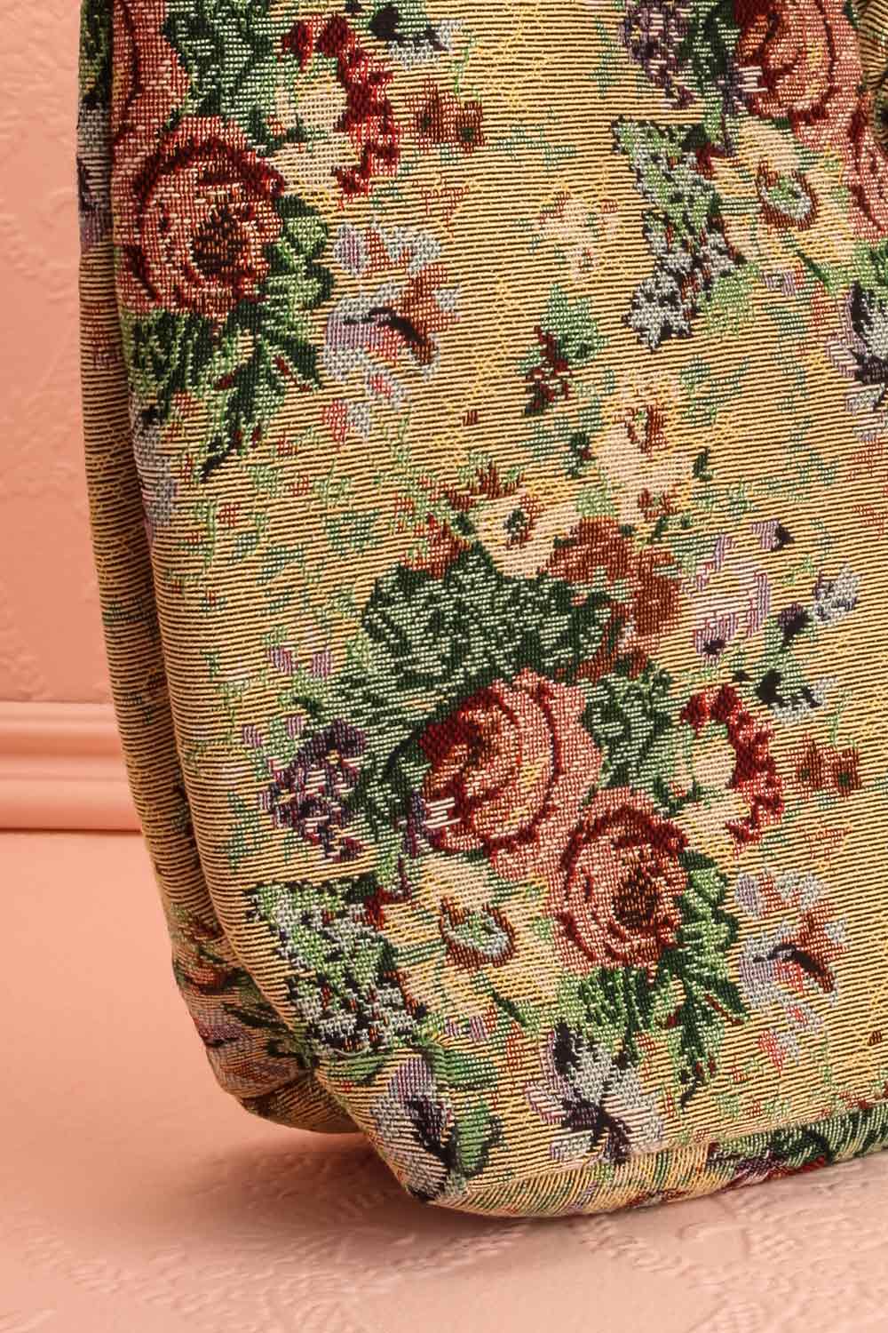 Galante Beige Floral Jacquard Tote Bag | Boutique 1861 side