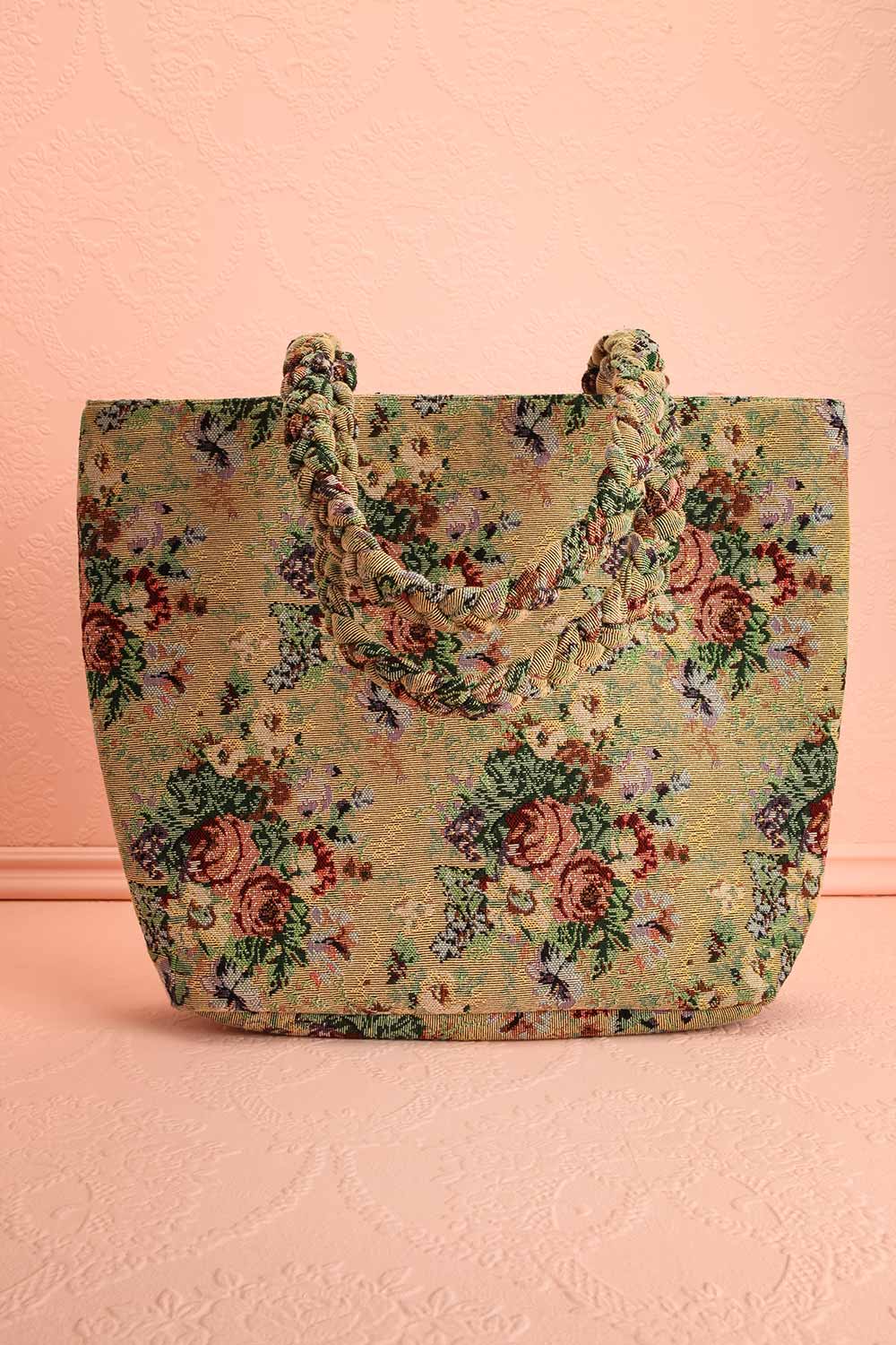 Galante Beige Floral Jacquard Tote Bag | Boutique 1861 front view