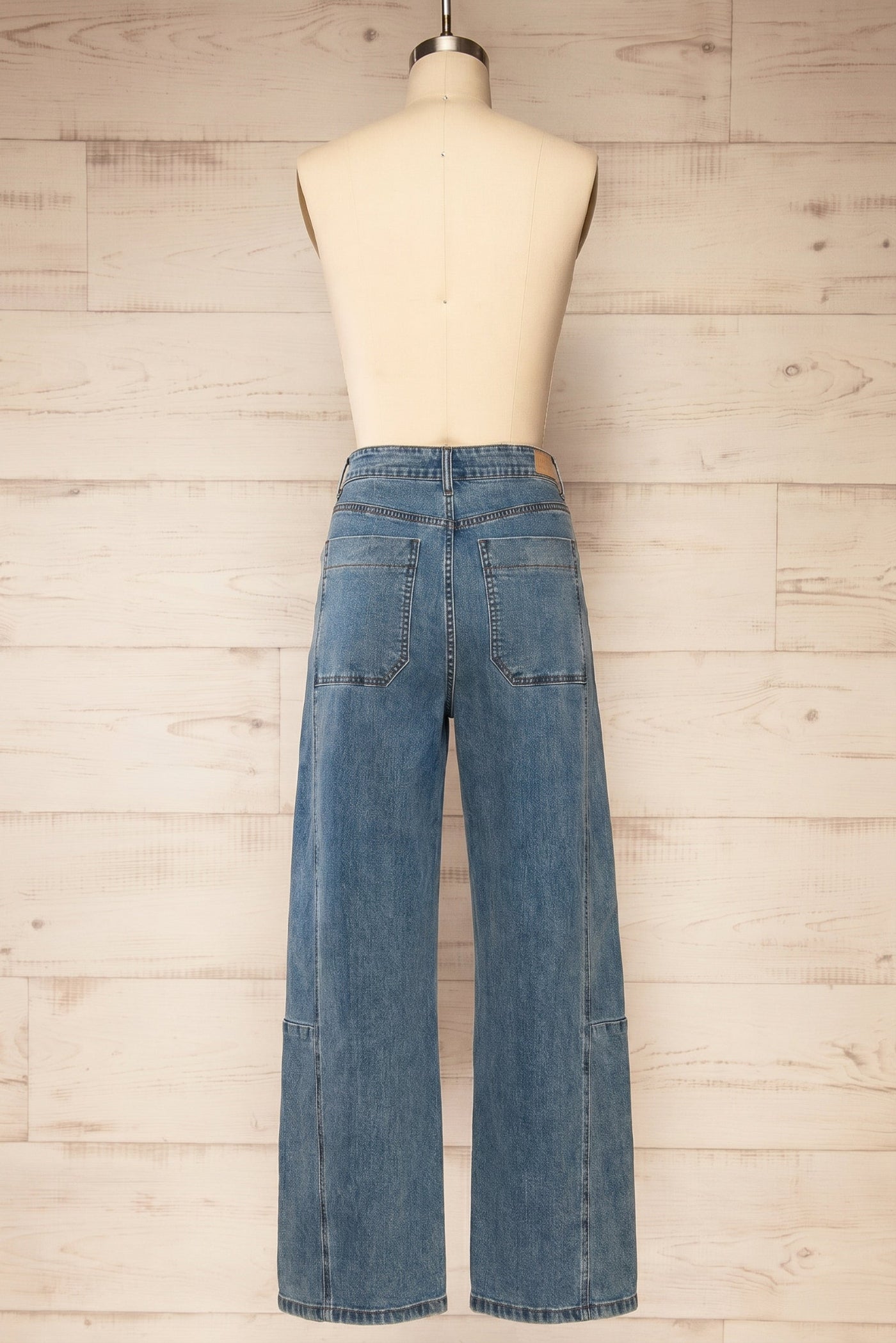 Backview of Hathras Blue Demin Barrel Pants at la petite garçonne