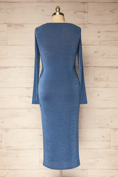 Havana Blue Midi Dress w/ Front Cut-Out | La petite garçonne back plus size