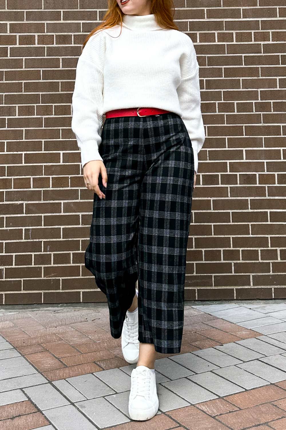 Auckland Plaid Felt Wide-Leg Pants | La petite garçonne on shorter model 