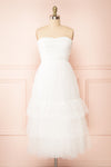 Ifaty White Strapless Tulle Midi Dress | Boutique 1861 front view