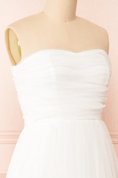 Ifaty White Strapless Tulle Midi Dress | Boutique 1861 side close-up