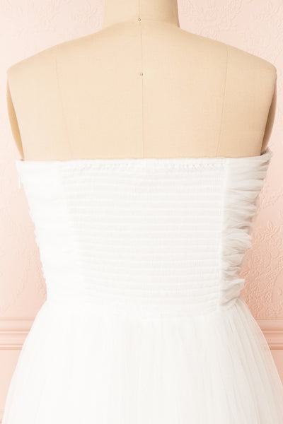 Ifaty White Strapless Tulle Midi Dress | Boutique 1861 back close-up