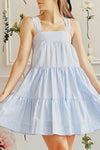 Islah Blue Striped Short Dress w/ Large Straps | Boutique 1861