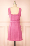 Ismay Pink Tweed Dress w/ Pearl Buttons | Boutique 1861 back view