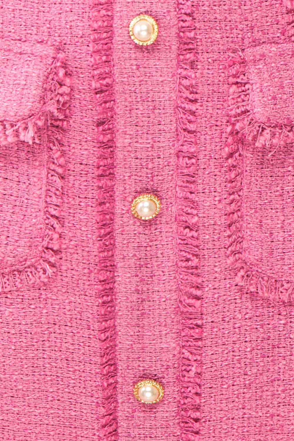 Ismay Pink Tweed Fitted Dress w/ Pearl Buttons | Boutique 1861