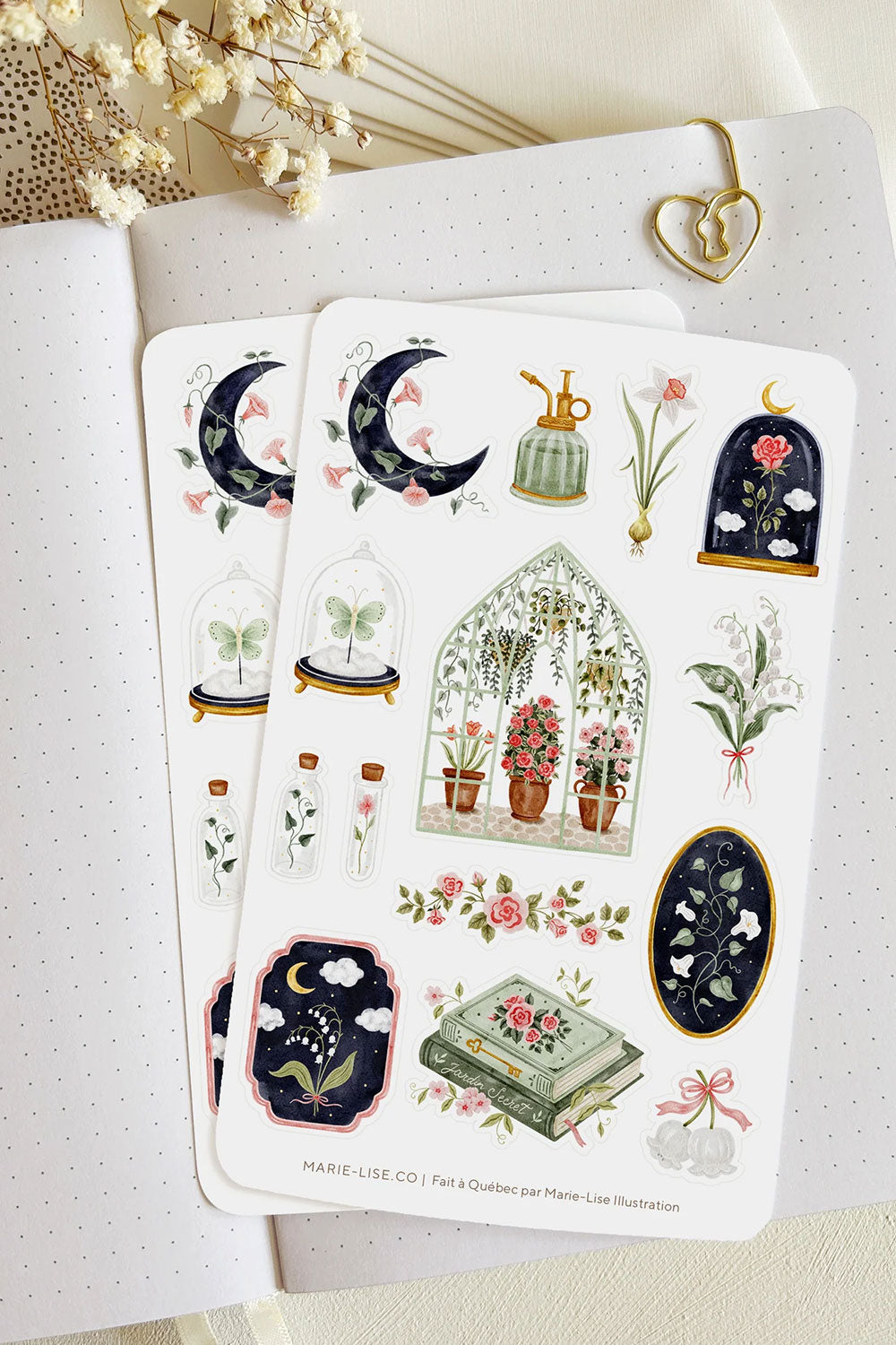 Set of decorative stickers with nature-themed designs from Marie-Lise.