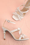 Top view of Jerusa Ivory Sparkling High-Heel Sandals with Bows at boutique 1861