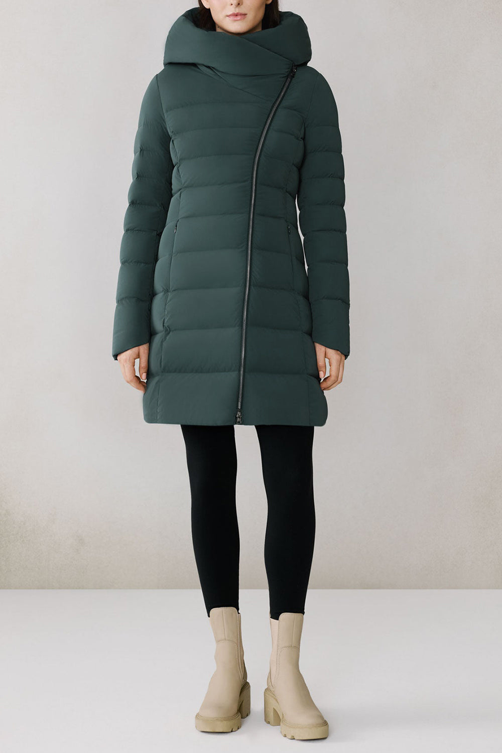 Judie Teal Midi Down Coat by Soia & Kyo | La petite garçonne front model