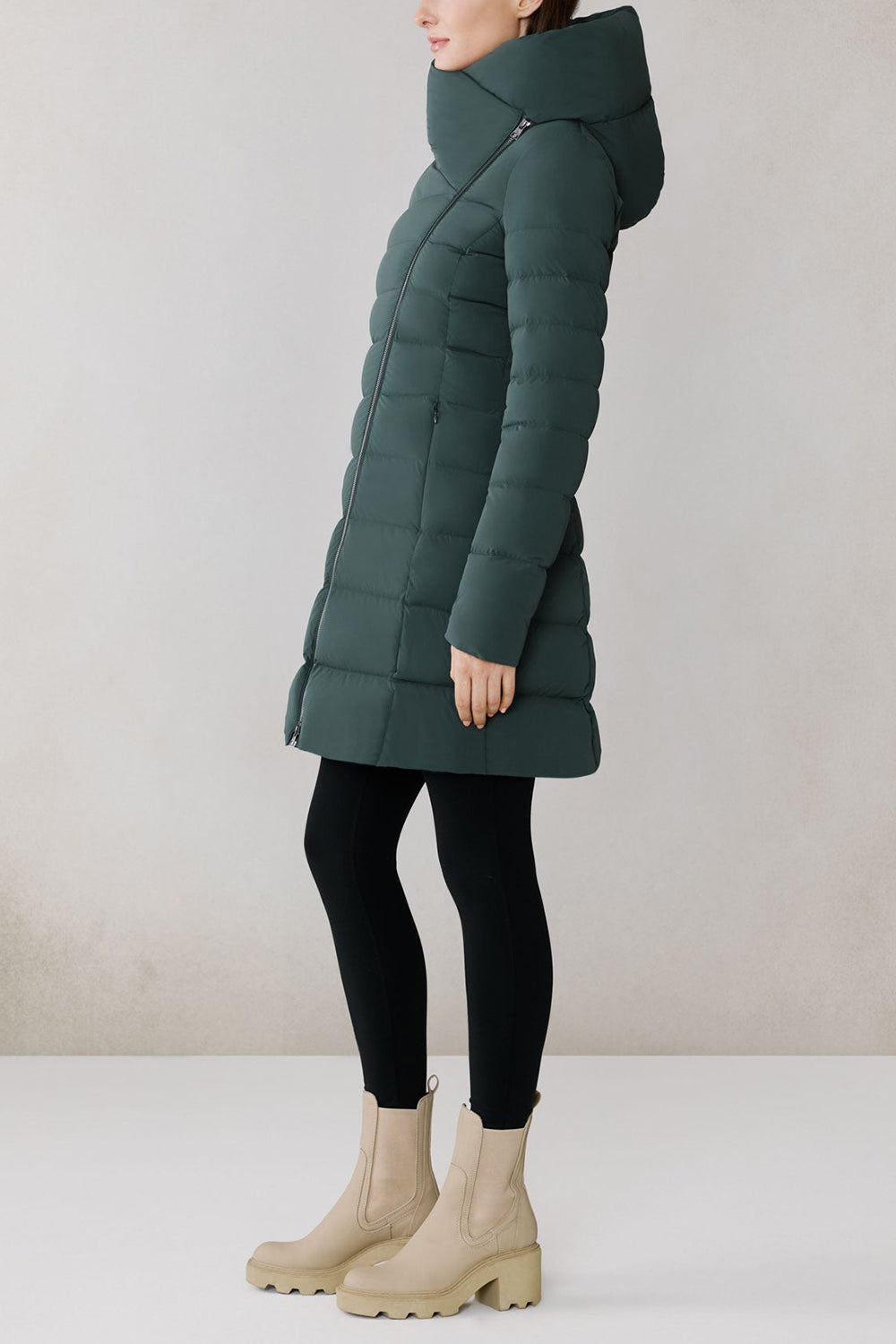 Judie Teal Midi Down Coat by Soia & Kyo | La petite garçonne side model