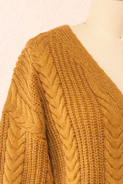 Jeannine Knitted Caramel Cardigan | Boutique 1861 side close-up