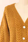 Jeannine Knitted Caramel Cardigan | Boutique 1861 front close-up