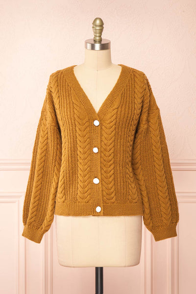 Jeannine Knitted Caramel Cardigan | Boutique 1861 front view