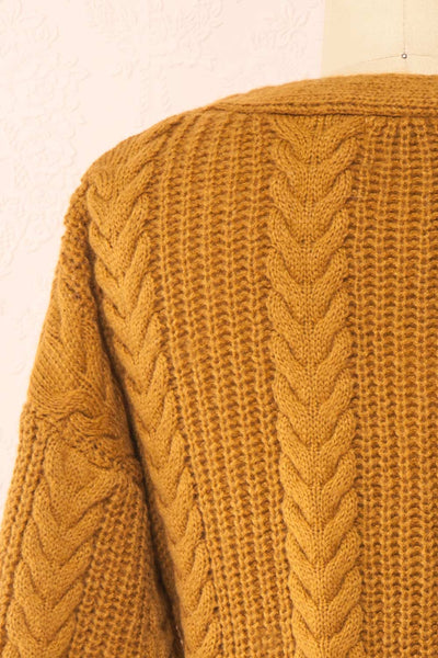 Jeannine Knitted Caramel Cardigan | Boutique 1861 back close-up