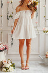 Jenna Short Tiered White Dress | Boutique 1861 on model