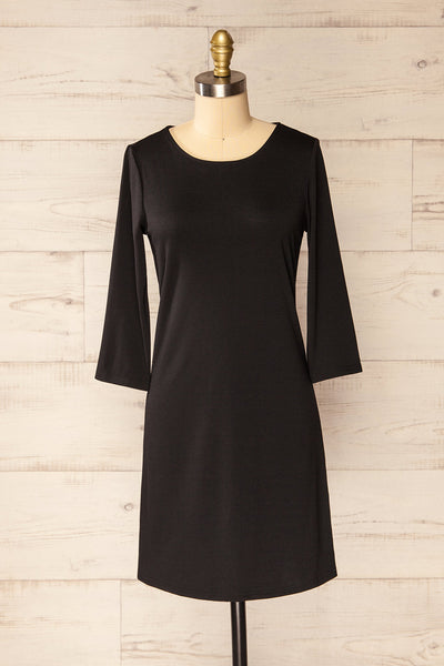 Juba Black Short Dress w/ 3/4 Sleeves | La petite garçonne front view