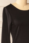 Juba Black Short Dress w/ 3/4 Sleeves | La petite garçonne side close-up