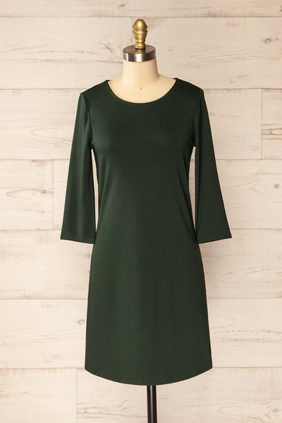 Juba Green Short Dress w/ 3/4 Sleeves | La petite garçonne front view