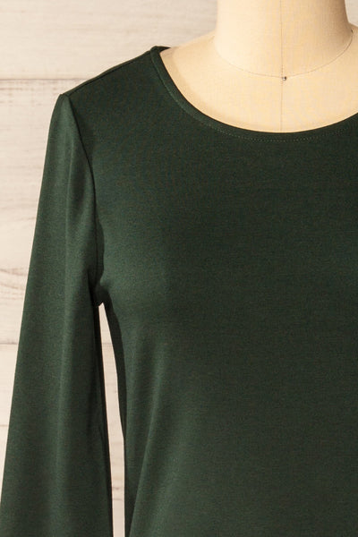 Juba Green Short Dress w/ 3/4 Sleeves | La petite garçonne  front close-up
