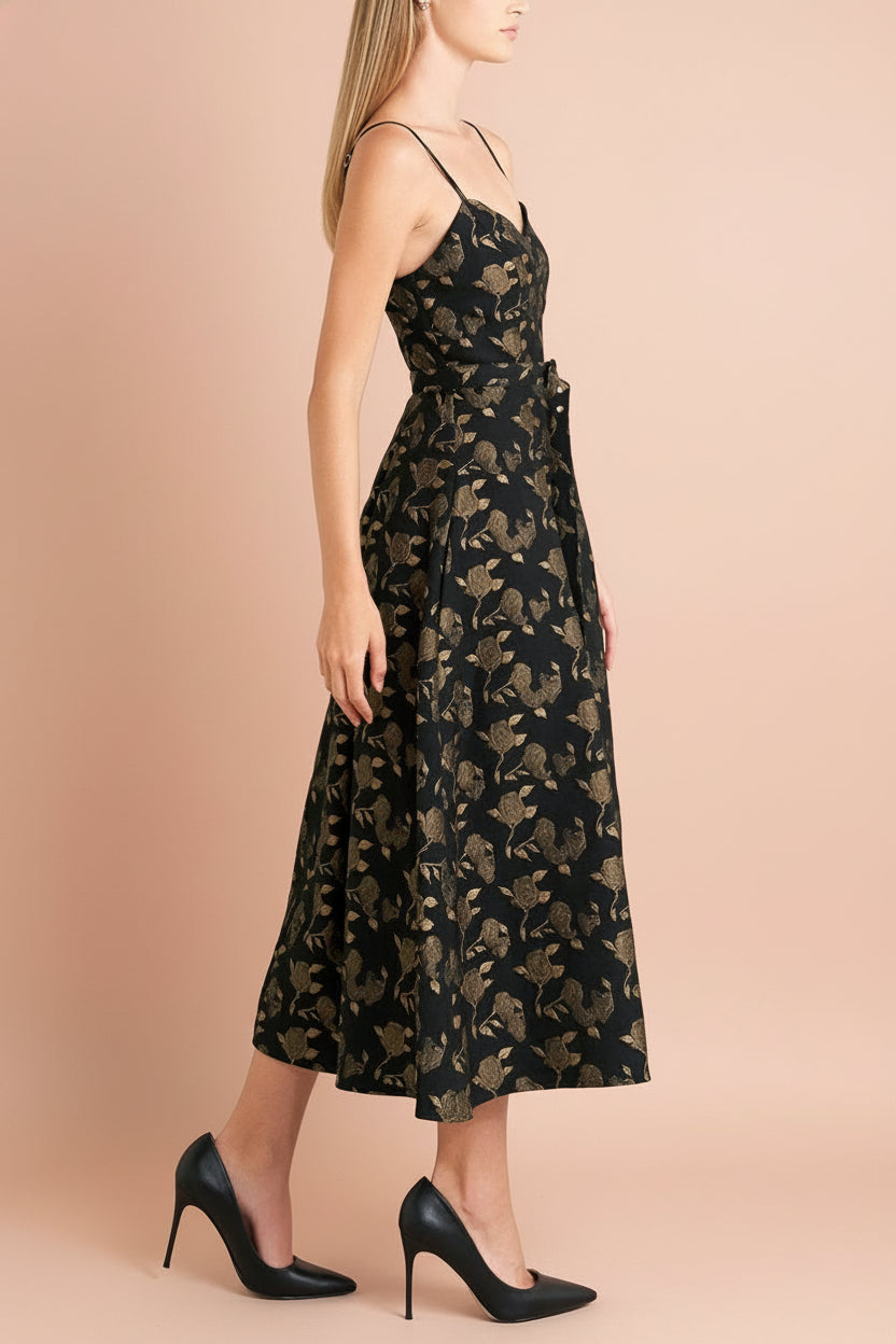 Kailany Floral Dress with Belt and Pockets | Boutique 1861 front model