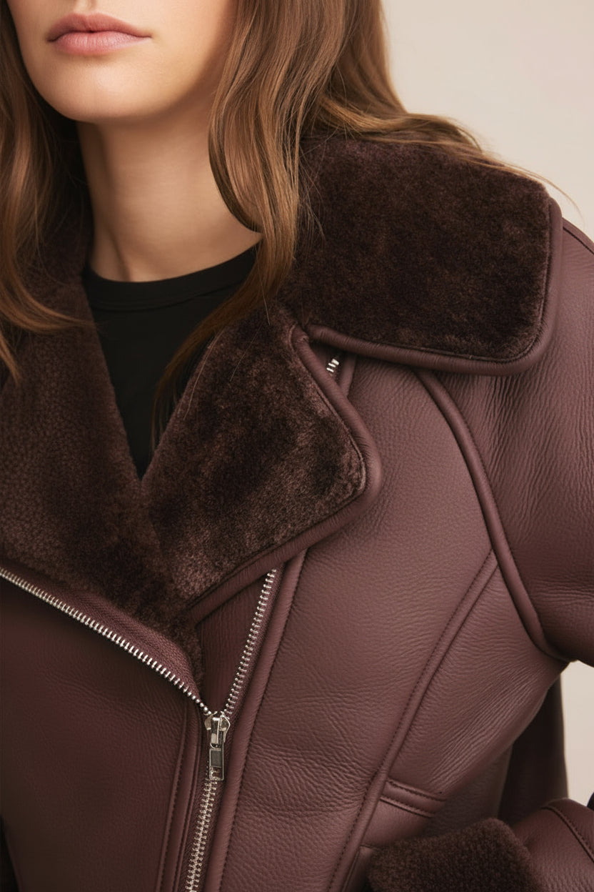 Kempsey Brown Faux Leather Coat | La petite garçonne details