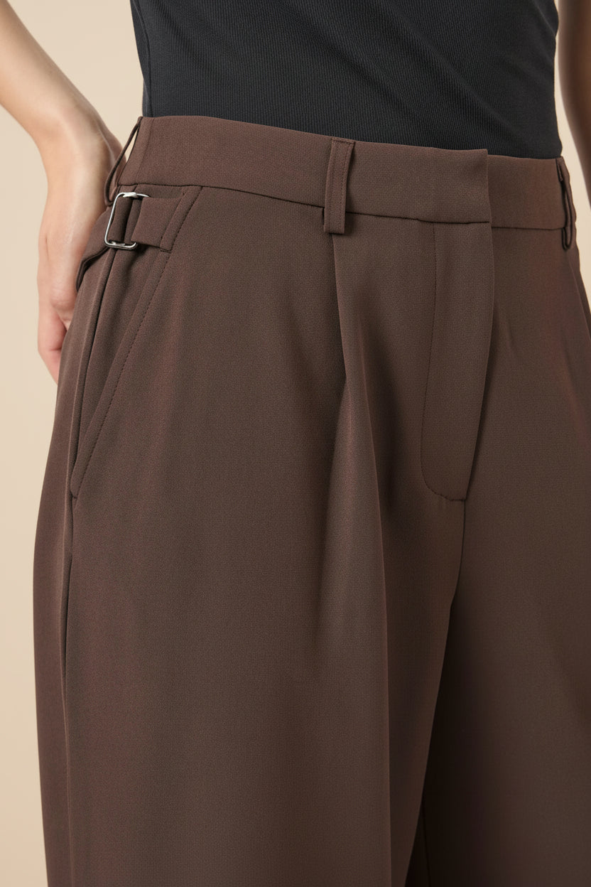 Kochi | Pantalon Brun à Jambe Large
