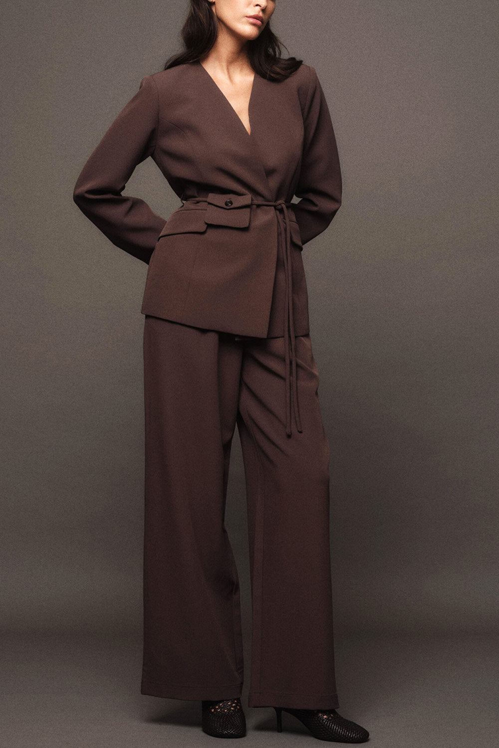 Kochi | Pantalon Brun à Jambe Large