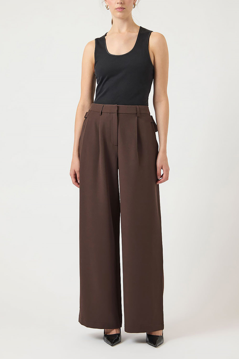 Kochi | Pantalon Brun à Jambe Large