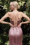 Kesha Mauve | Corset Cowl Neck Maxi Dress- Boutique 1861 on model back lace