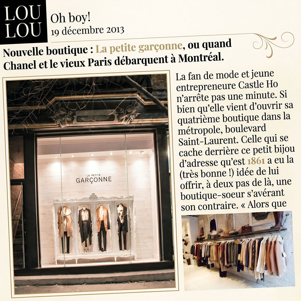 Article about a new boutique 'La petite garçonne' in Montreal in 2013